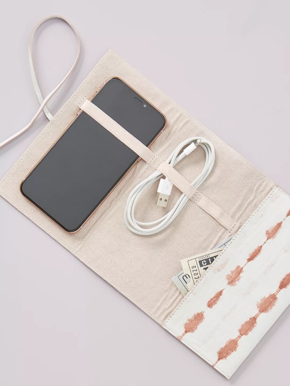 NWT Anthropologie Shibori_Dyed Leather Roll Up Tech Pouch